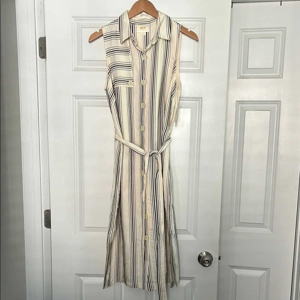 NWT Maeve by Anthropologie Striped Midi Dress Sleeveless Button down Size 6 - Picture 2 of 13